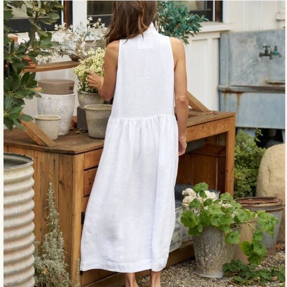 Frank & Eileen Daphne Sleeveless Dress In White Washed Linen Maxi Size XS - Picture 10 of 15